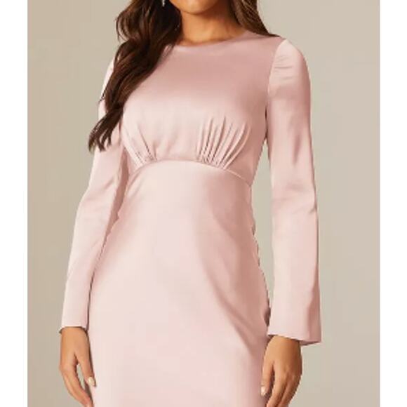 AW BRIDAL 8 M pearl pink Ginevra satin formal bridesmaid maxi dress NEW B26 - Picture 3 of 5